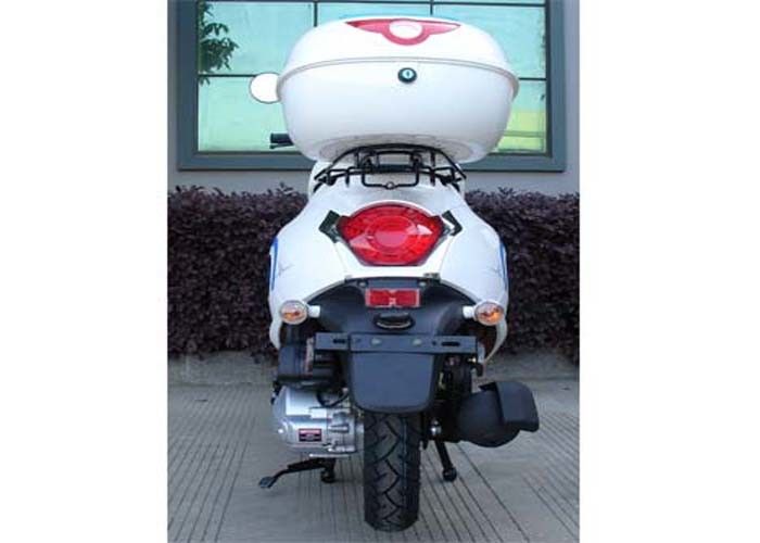 Mini scooter blanc/bleu du vélo 50cc avec deux miroirs de vue arrière/boîtes d'arrière