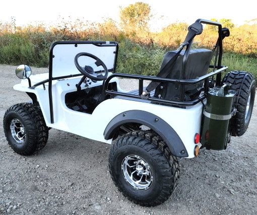 Édition blanche d'ÉLITE de Mini Gas Golf Cart Jeep soulevée avec les jantes et les fusées faites sur commande d'amortisseur